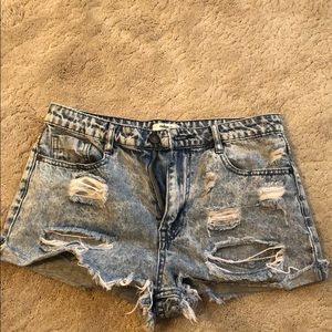 Forever 21 High Rise Distressed Shorts